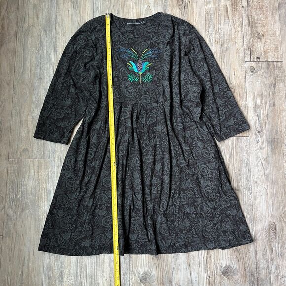 Gudrun Sjoden SZ XXL 100% Organic Cotton Embroidered Black Grey Tunic Dress - Picture 8 of 8